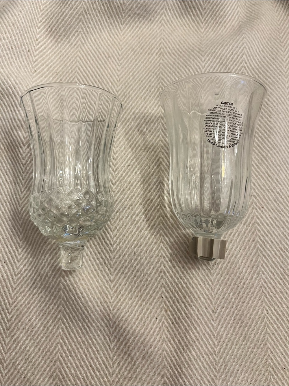 Home Interiors & Gifts Set of 3 Votive Holders Glass 2-clear and 1 blue